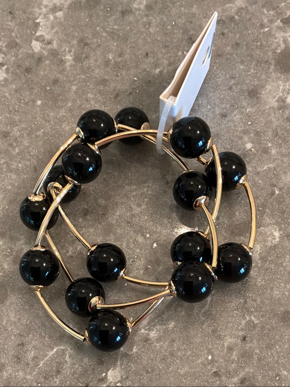 Gold-Tone Bracelet with Black Beads